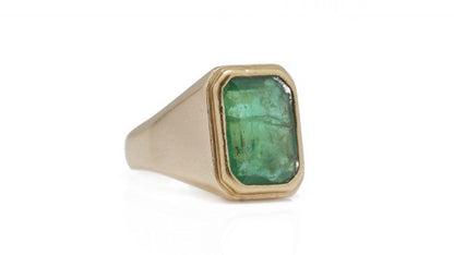 Vintage Emerald and 18ct Yellow Gold Signet Ring