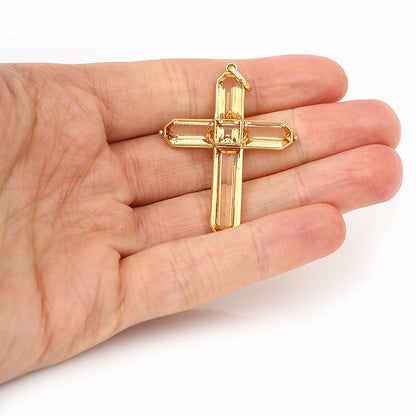 Modern Georgian Style Golden Yellow Topaz Cross Pendant