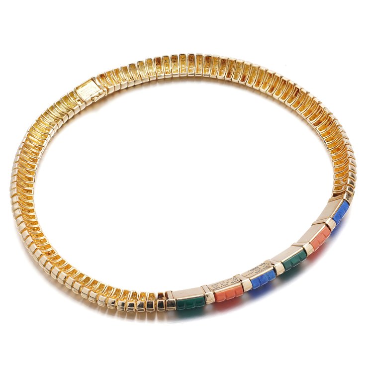 Van Cleef and Arpels Multi Gemstone and Diamond Set Gold Necklace