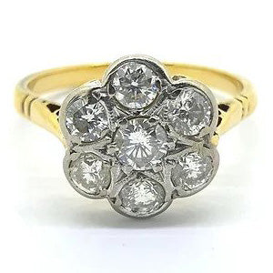 Vintage 1ct Diamond Daisy Cluster Ring