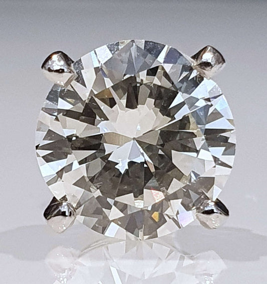 Vintage 1950s Diamond Solitaire Stud Earrings, 3.77 carat total