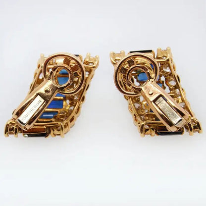 Vintage Boucheron 3ct Sapphire and Diamond Clip On Earrings