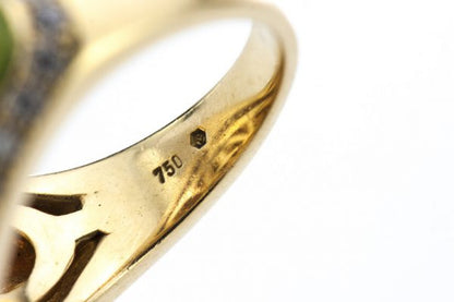 Fabergé Green Enamel, Diamond, 18ct Gold Limited Edition Domed Cocktail Ring