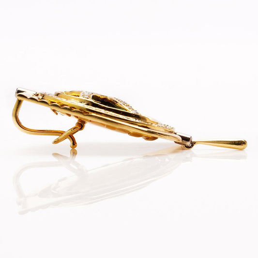 Vintage 8ct Black Opal and Diamond Pendant in 18ct Yellow Gold