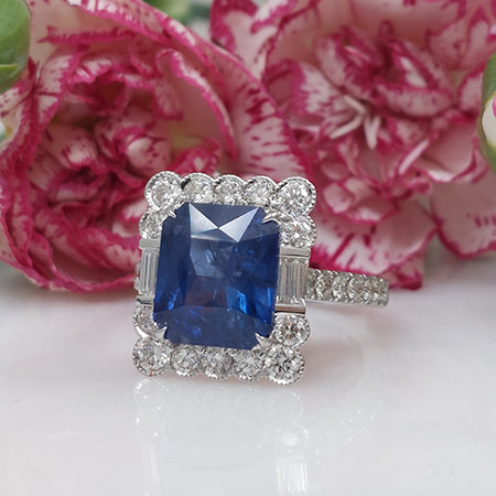 6.21ct Sapphire and Diamond Cluster Dress Ring