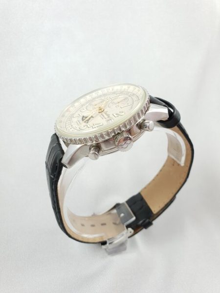 Breitling Montbrillant Eclipse 41mm Automatic Chronograph Watch, steel case with white dial, chronograph function, moon-phase sub-dial, on a black leather strap, Circa early 2000s, with papers.