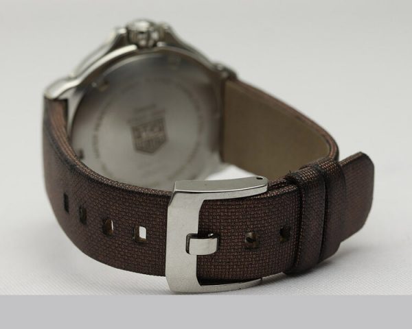 Tag Heuer Formula 1 Ladies Sparkling Diamond Bezel Mother of Pearl Dial 36mm Quartz Watch; Ref. WAC1217, on a TAG Heuer brown satin/leather strap with Tag Heuer buckle