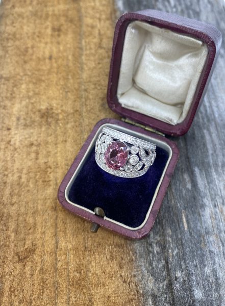 3.19ct Unheated Padparadscha Sapphire and Diamond Dress Ring by David Jerome