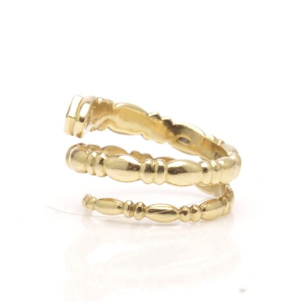 Vintage 18ct Yellow Gold Snake Ring with Garnet, Circa 1989