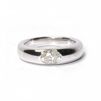 Oval Diamond Gypsy Set White Gold Ring, 0.75 carats VVS
