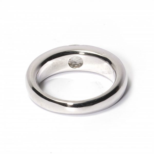 Oval Diamond Gypsy Set White Gold Ring, 0.75 carats VVS