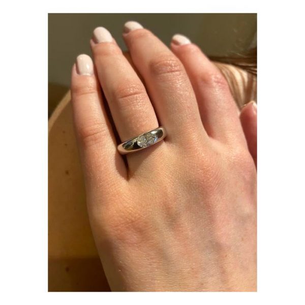 Oval Diamond Gypsy Set White Gold Ring, 0.75 carats VVS