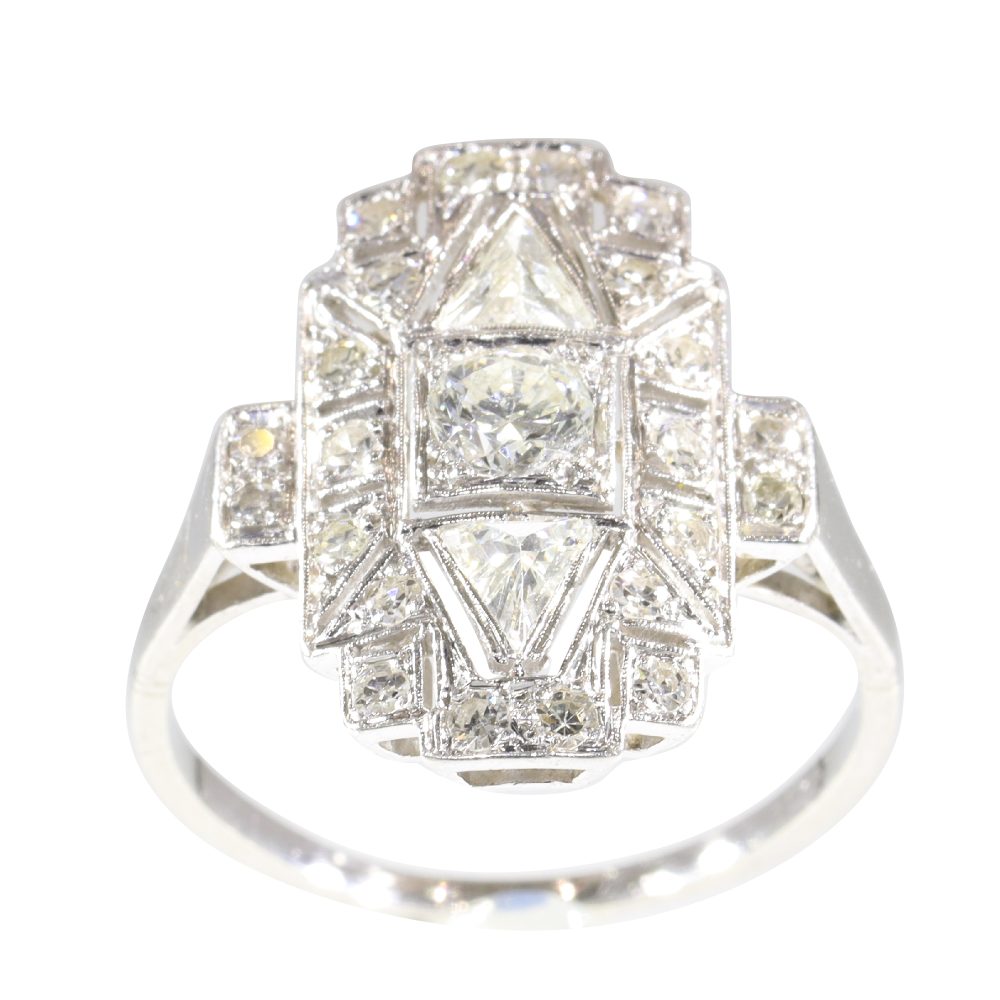 Vintage 1950's Diamond Dress Ring, Trilliant cut diamonds