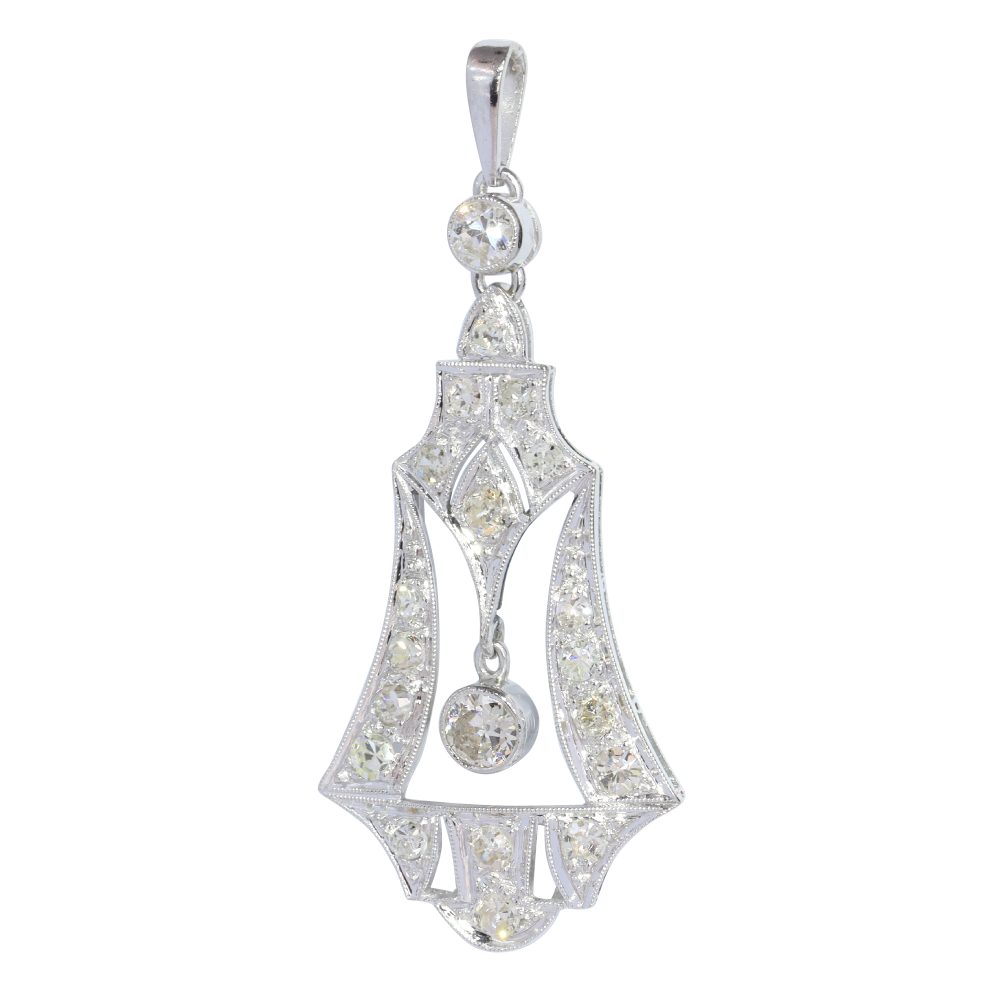 Art Deco Old Cut Diamond Pendant in Platinum
