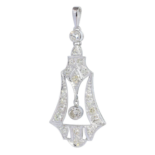 Art Deco Old Cut Diamond Pendant in Platinum