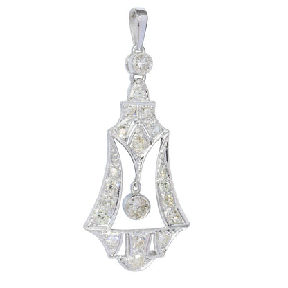 Art Deco Old Cut Diamond Pendant in Platinum