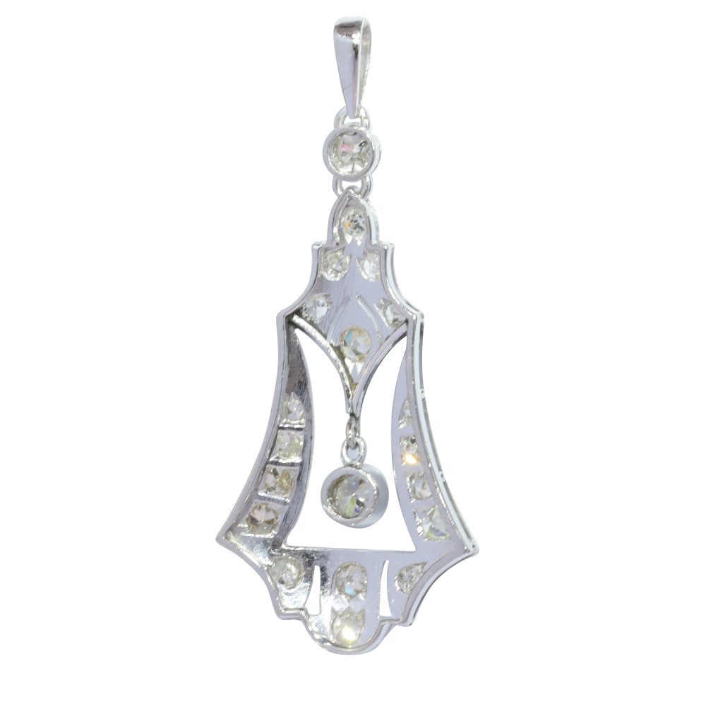 Art Deco Old Cut Diamond Pendant in Platinum