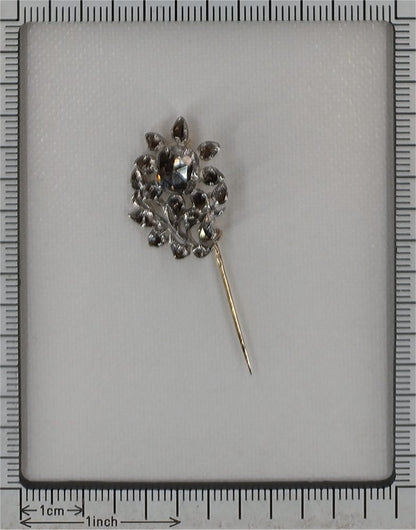 Antique Rococo Rose Cut Cognac Diamond Pin