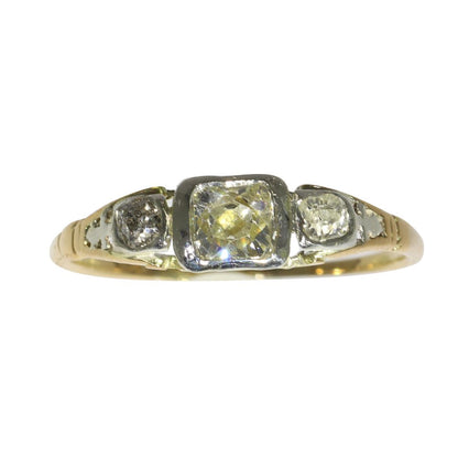 Antique Renaissance Old Cut Diamond Ring In 18 Carat Yellow Gold