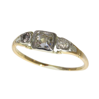 Antique Renaissance Old Cut Diamond Ring In 18 Carat Yellow Gold
