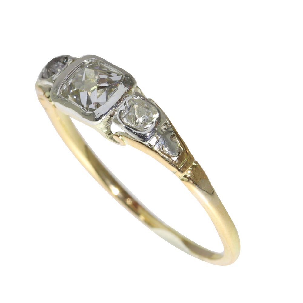 Antique Renaissance Old Cut Diamond Ring In 18 Carat Yellow Gold