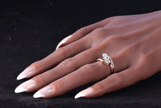 Antique Old Mine Cut Diamond Engagement Ring In 14 Carat Yellow Gold And Platinum