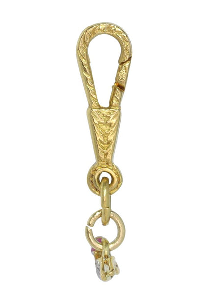 Art Deco Smoking Pipe Pendant With Diamonds And Ruby In Gold And Platinum