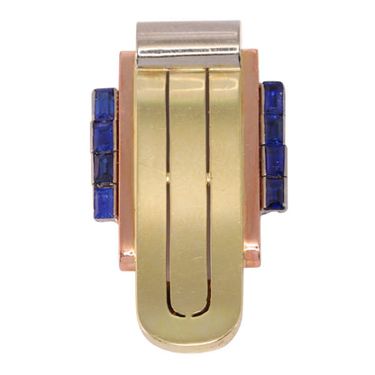 Vintage Vogue Clip With Sapphires Set in Tri-Colour Gold
