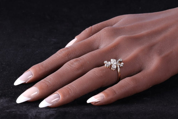 Antique Old Cut Diamond Ring In Yellow And White Gold