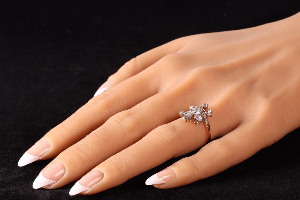 Antique Old Cut Diamond Ring In Yellow And White Gold