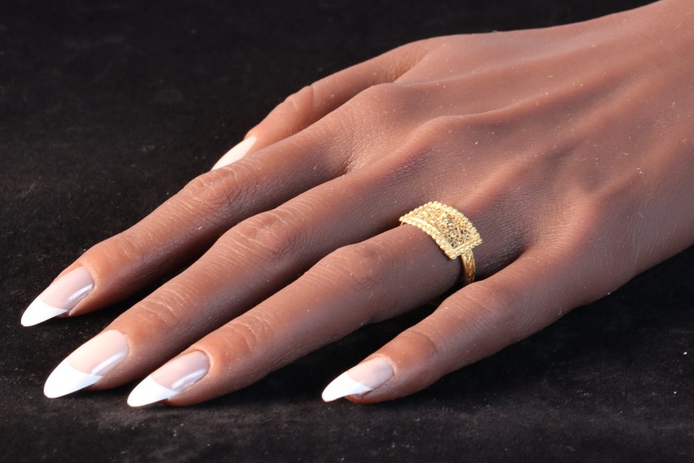 Antique 18 Carat Yellow Gold Ring With Granulation And Filigree