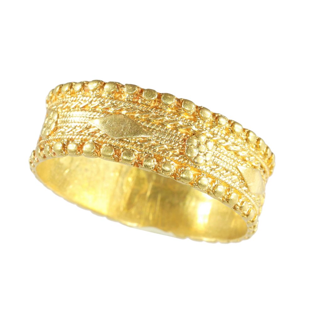 Antique Baroque Wedding Band In 18 Carat Yellow Gold