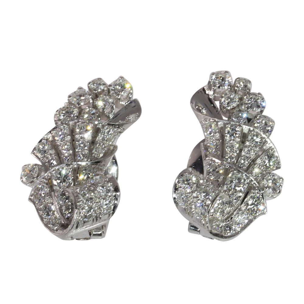 Vintage Diamond Earrings in Platinum