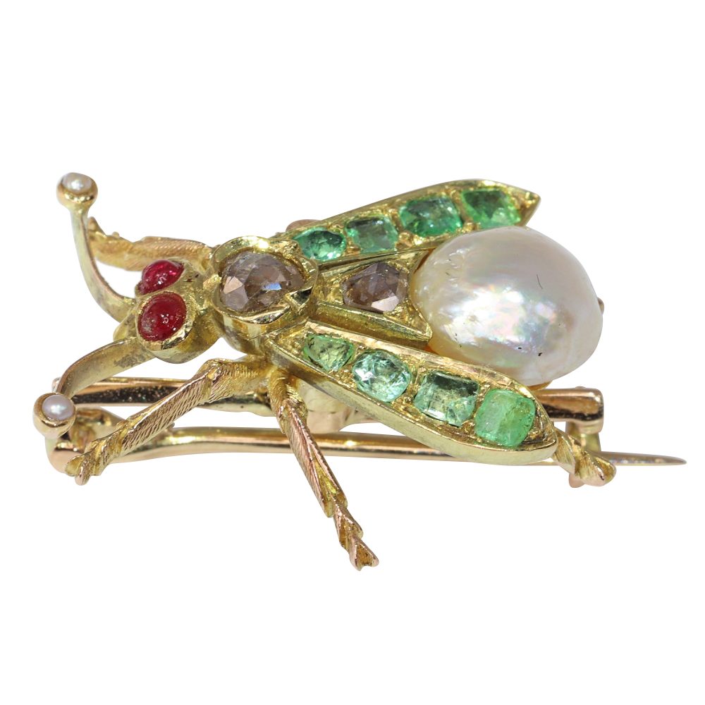 Antique Victorian Fly Brooch in 14ct Yellow Gold