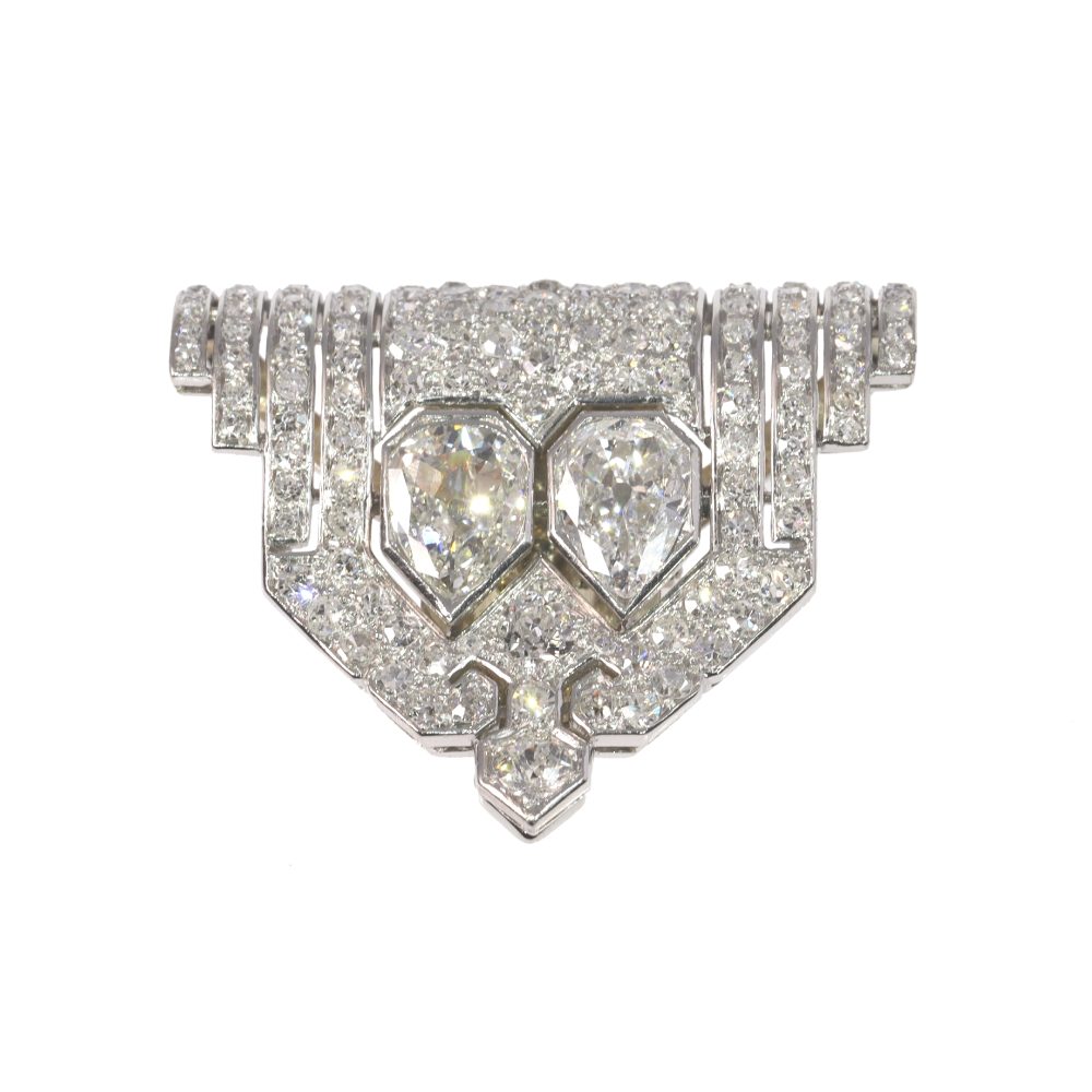 Vintage Art Deco French Old Cut Diamond Jewellery Clip In Platinum And White Gold