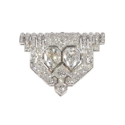 Vintage Art Deco French Old Cut Diamond Jewellery Clip In Platinum And White Gold