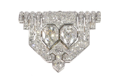 Vintage Art Deco French Old Cut Diamond Jewellery Clip In Platinum And White Gold
