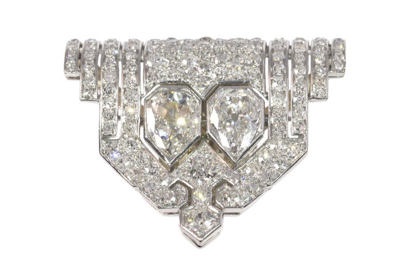 Vintage Art Deco French Old Cut Diamond Jewellery Clip In Platinum And White Gold