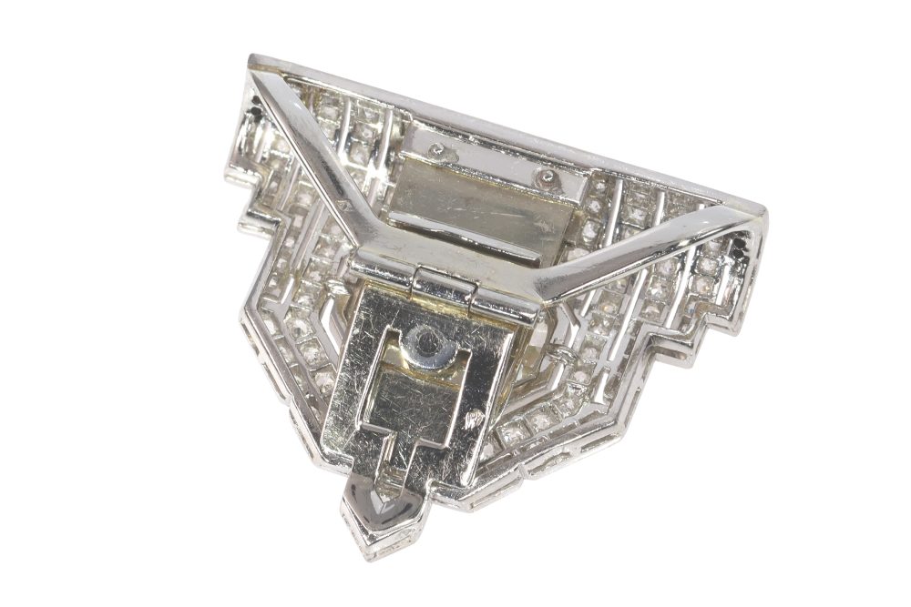 Vintage Art Deco French Old Cut Diamond Jewellery Clip In Platinum And White Gold