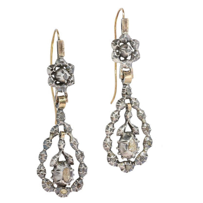 Victorian Diamond Earrings In Yellow Gold And Silver