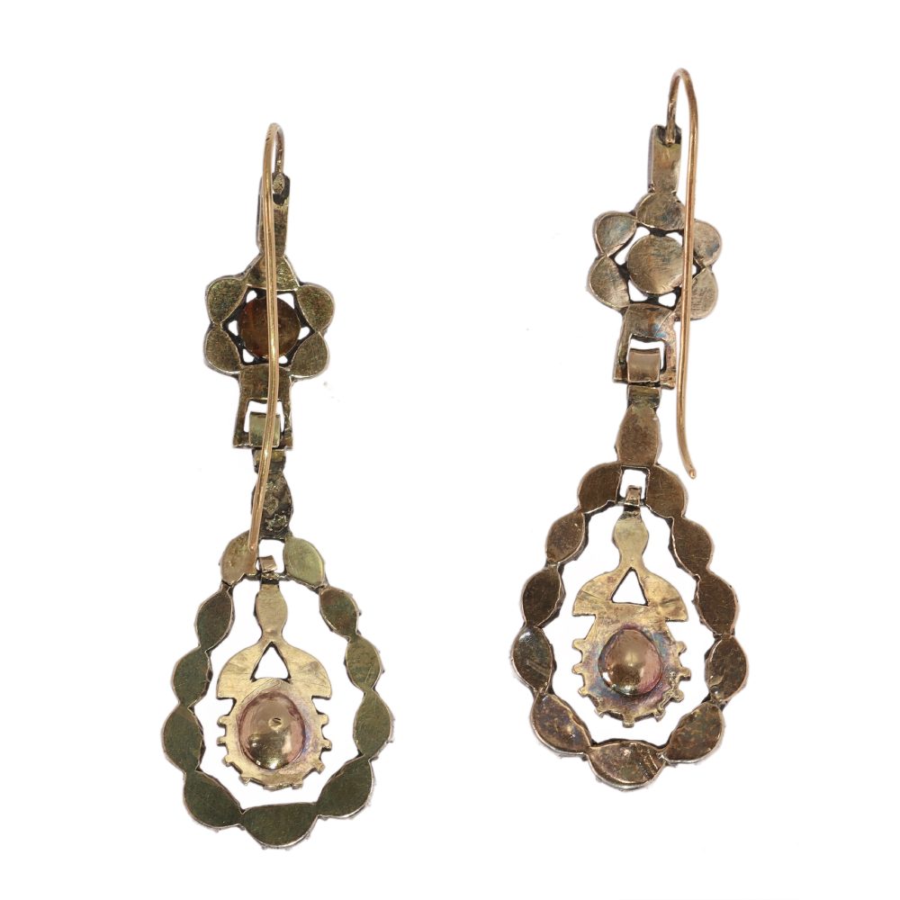 Victorian Diamond Earrings In Yellow Gold And Silver