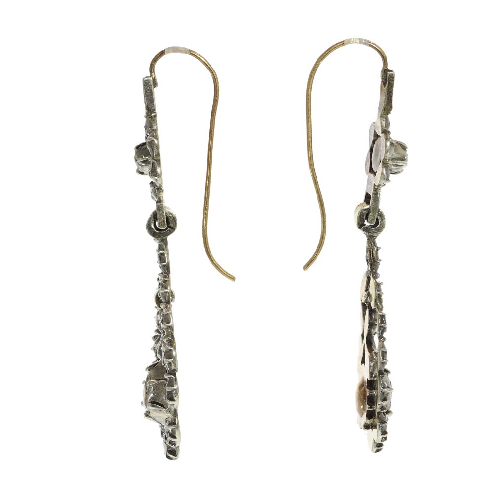 Victorian Diamond Earrings In Yellow Gold And Silver