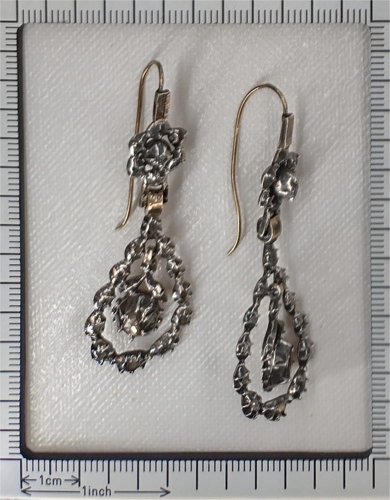 Victorian Diamond Earrings In Yellow Gold And Silver