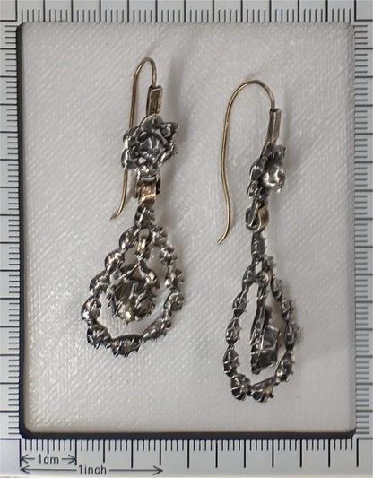 Victorian Diamond Earrings In Yellow Gold And Silver