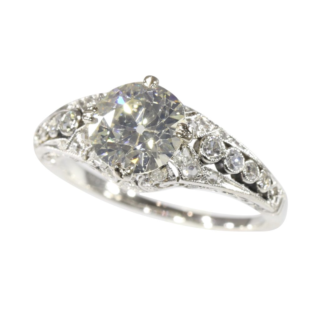 Edwardian diamond engagement ring in platinum.