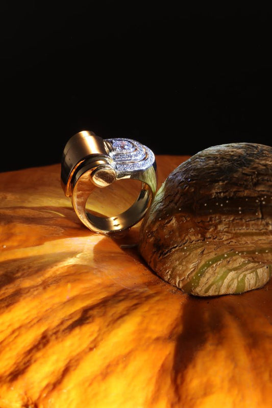 Vintage Diamond Ring In Yellow Gold, Rose Gold, And Platinum