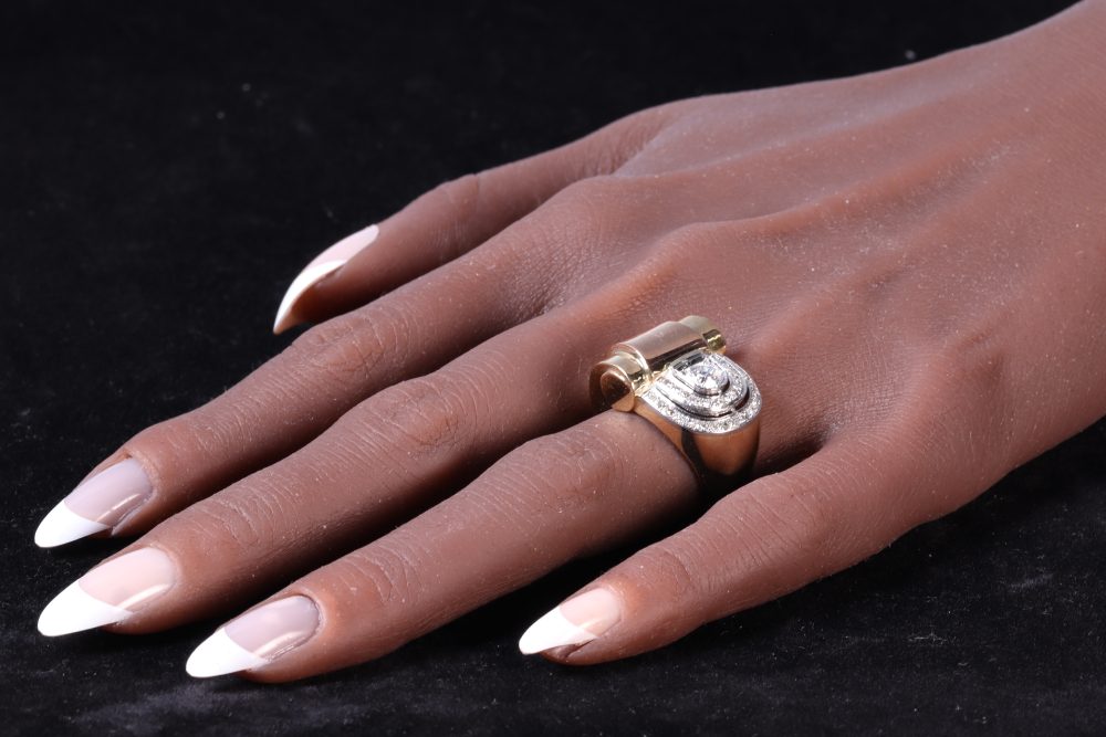 Vintage Diamond Ring In Yellow Gold, Rose Gold, And Platinum
