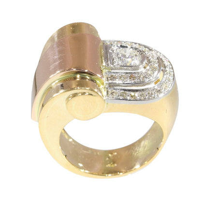Vintage Diamond Ring In Yellow Gold, Rose Gold, And Platinum