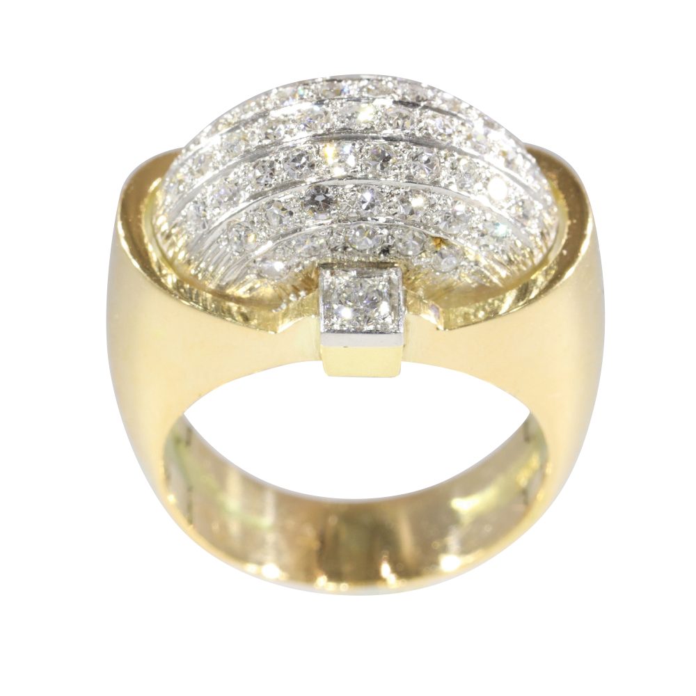 Vintage Diamond Ring In Yellow And White Gold