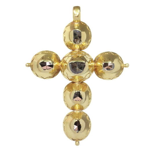 Georgian Cross Pendant In Yellow Gold Set With Rose-Cut Diamonds